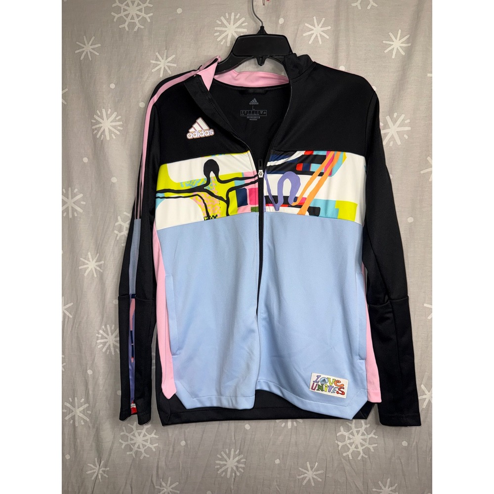 Adidas Love Unites Tiro Track Jacket Pride Black Blue Pink Multi Large H50882